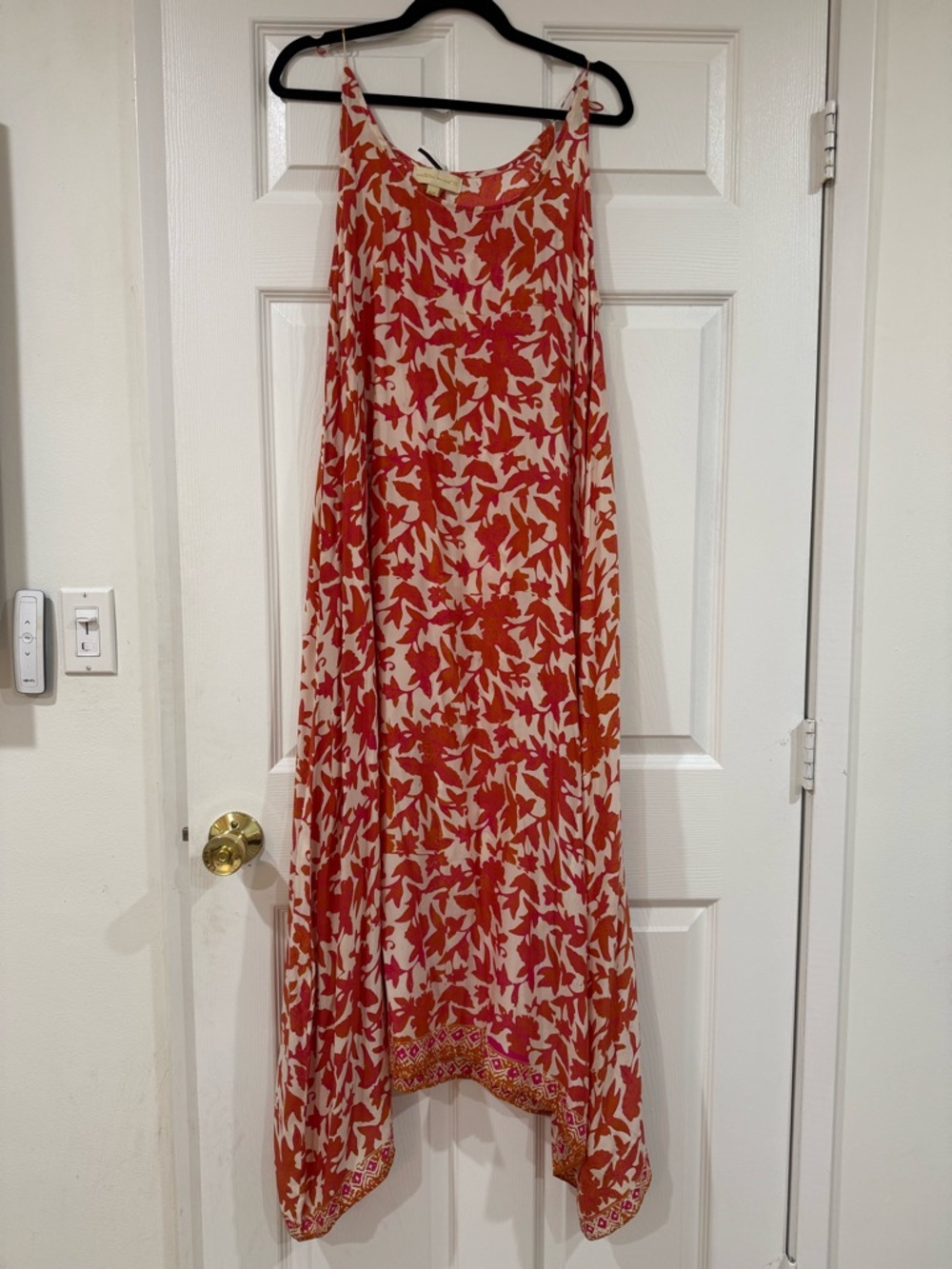 Natalie Martin Flowy Red Floral Silk Dress Resort Vacation Wear